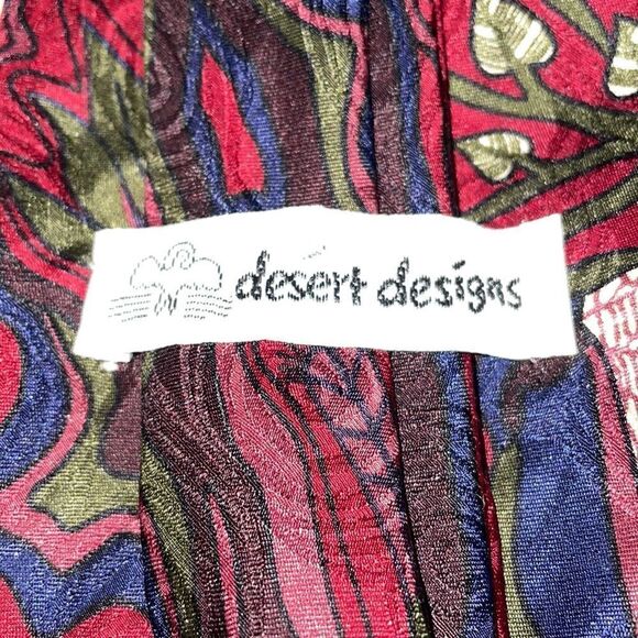 Vtg 90s Desert Designs maroon & navy blue tie - Picture 4 of 7